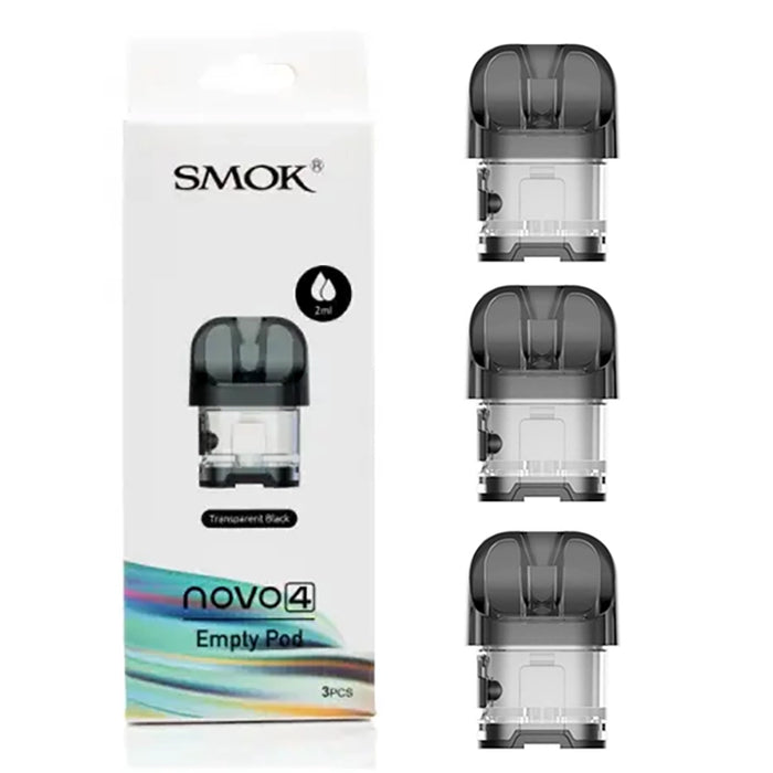 SMOK NOVO 4 Empty Pod 2ml - Transparent Black (Pack of 3)