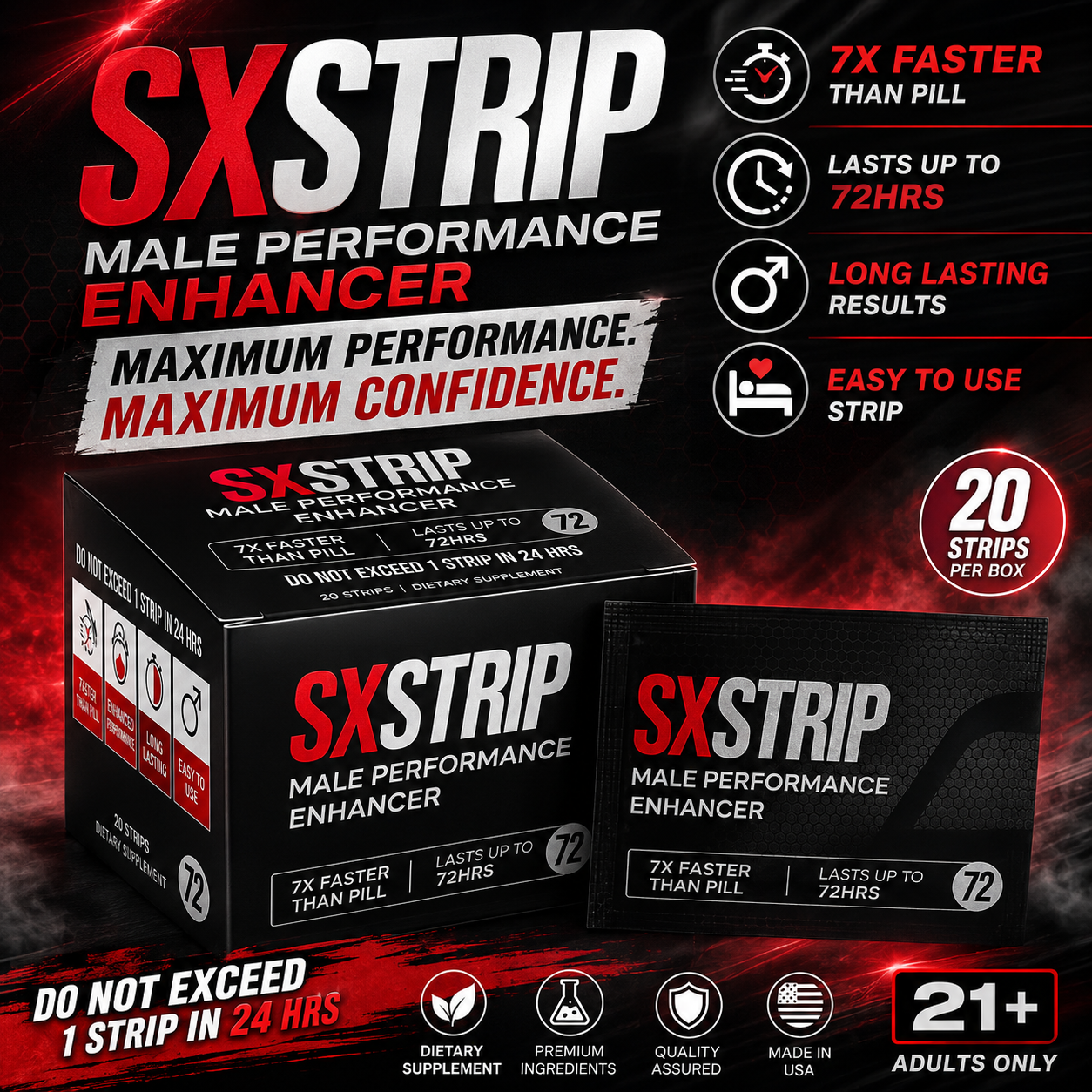 SXStrip Male Performance Enhancer 1ct 20pk/Dis
