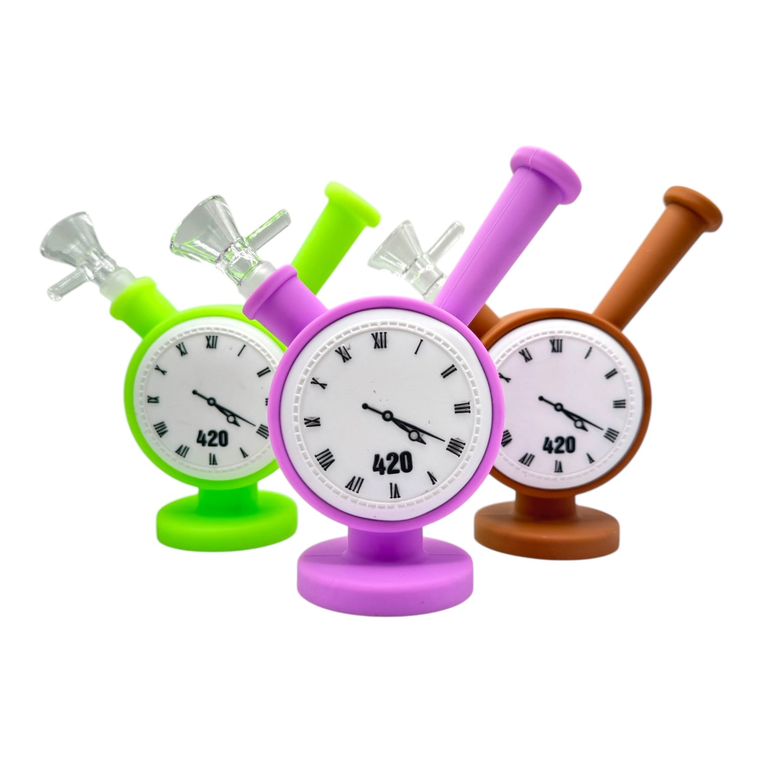 Silicone 420 Clock Water Pipe (Assorted Colors)