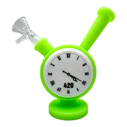 Silicone 420 Clock Water Pipe (Assorted Colors)