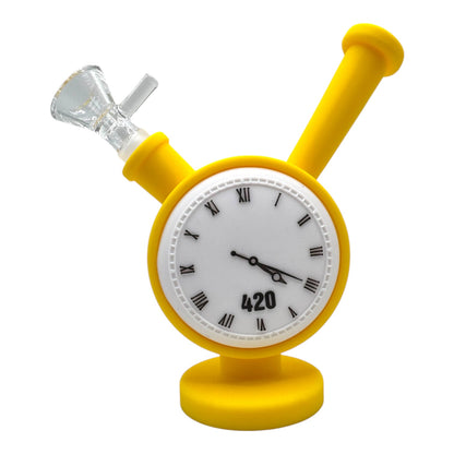 Silicone 420 Clock Water Pipe (Assorted Colors)