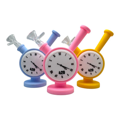 Silicone 420 Clock Water Pipe (Assorted Colors)