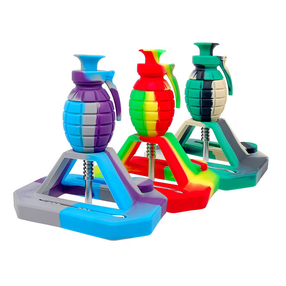 Silicone Nectar Collector Grenade Shape w/ Stand "SNC-05" (Assorted Colors)