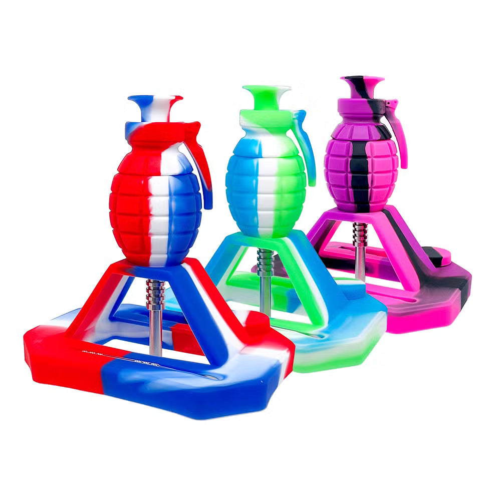 Silicone Nectar Collector Grenade Shape w/ Stand "SNC-05" (Assorted Colors)