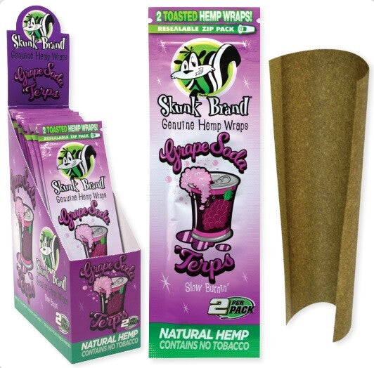 Skunk Brand Terps Genuine Hemp Wraps Grape Soda (2pcs/pck 25pcks/dis)