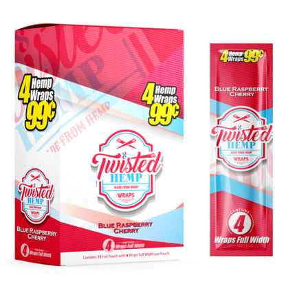 Twisted Hemp Wraps (4 Wraps per Pack / 15 Packs Per Display)