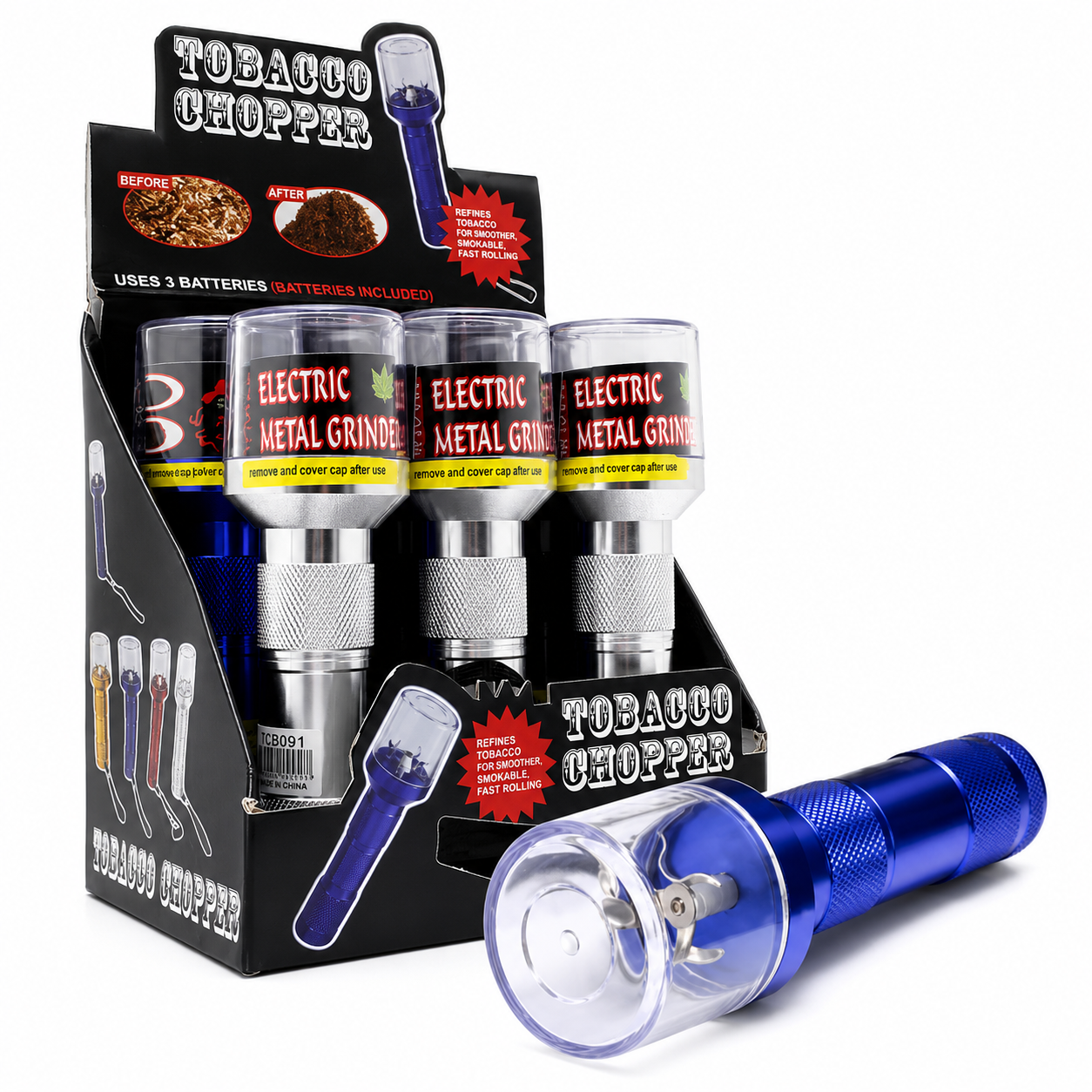 Tobacco Chopper Electric Metal Grinder - 6pc Display