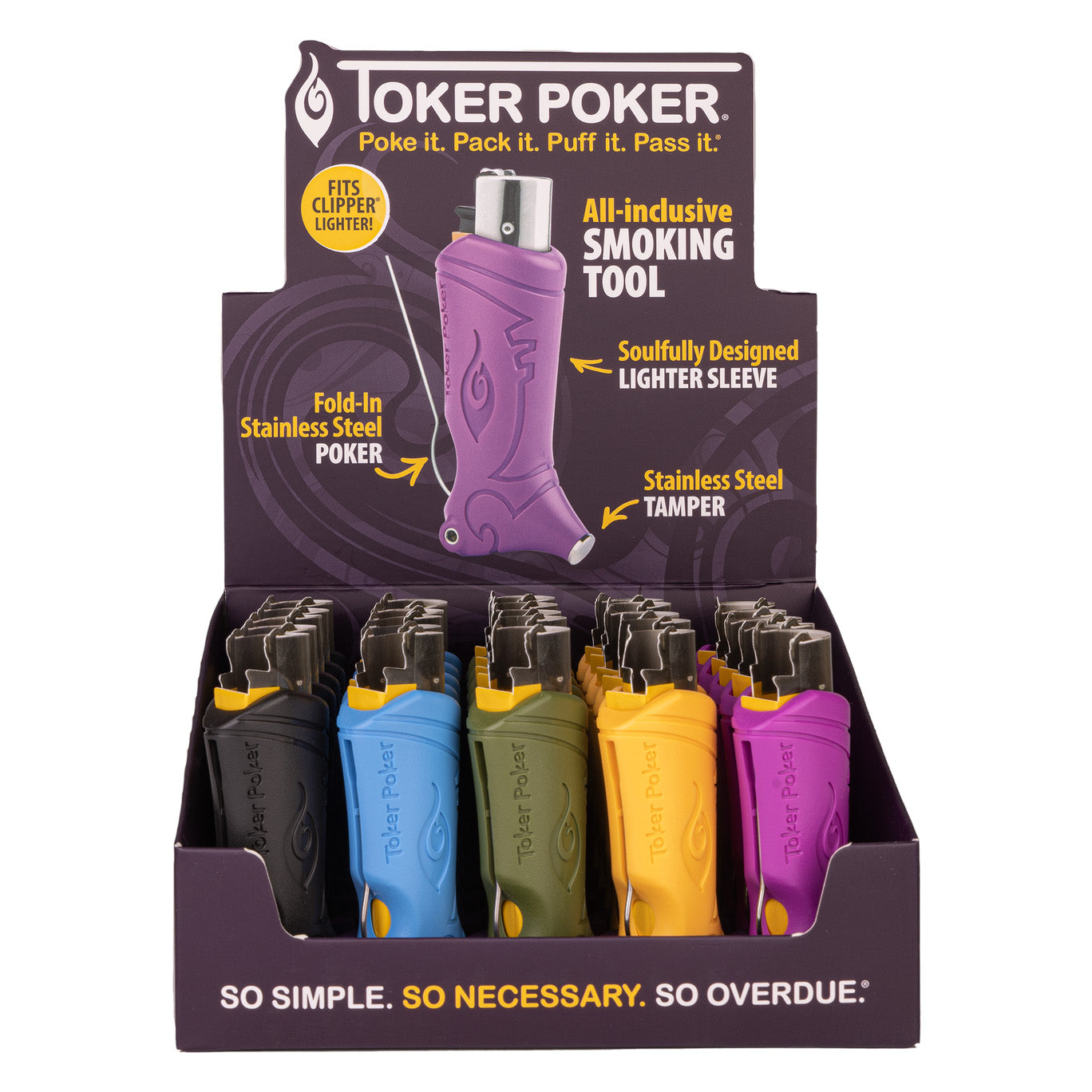 Toker Poker Clipper Lighter Sleeve - Mixed Colors (Display of 25)