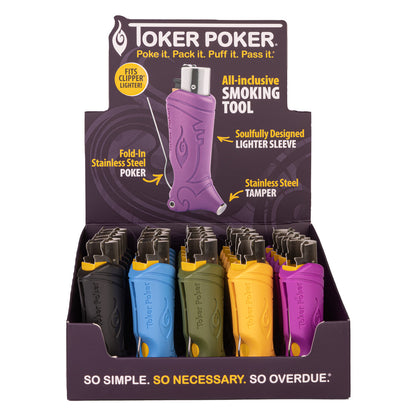 Toker Poker Clipper Lighter Sleeve - Mixed Colors (Display of 25)