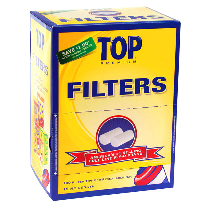 Top Premium- 15mm Filter Tips 100 Filters per Bag / 30 Count - 3000 Filters Total