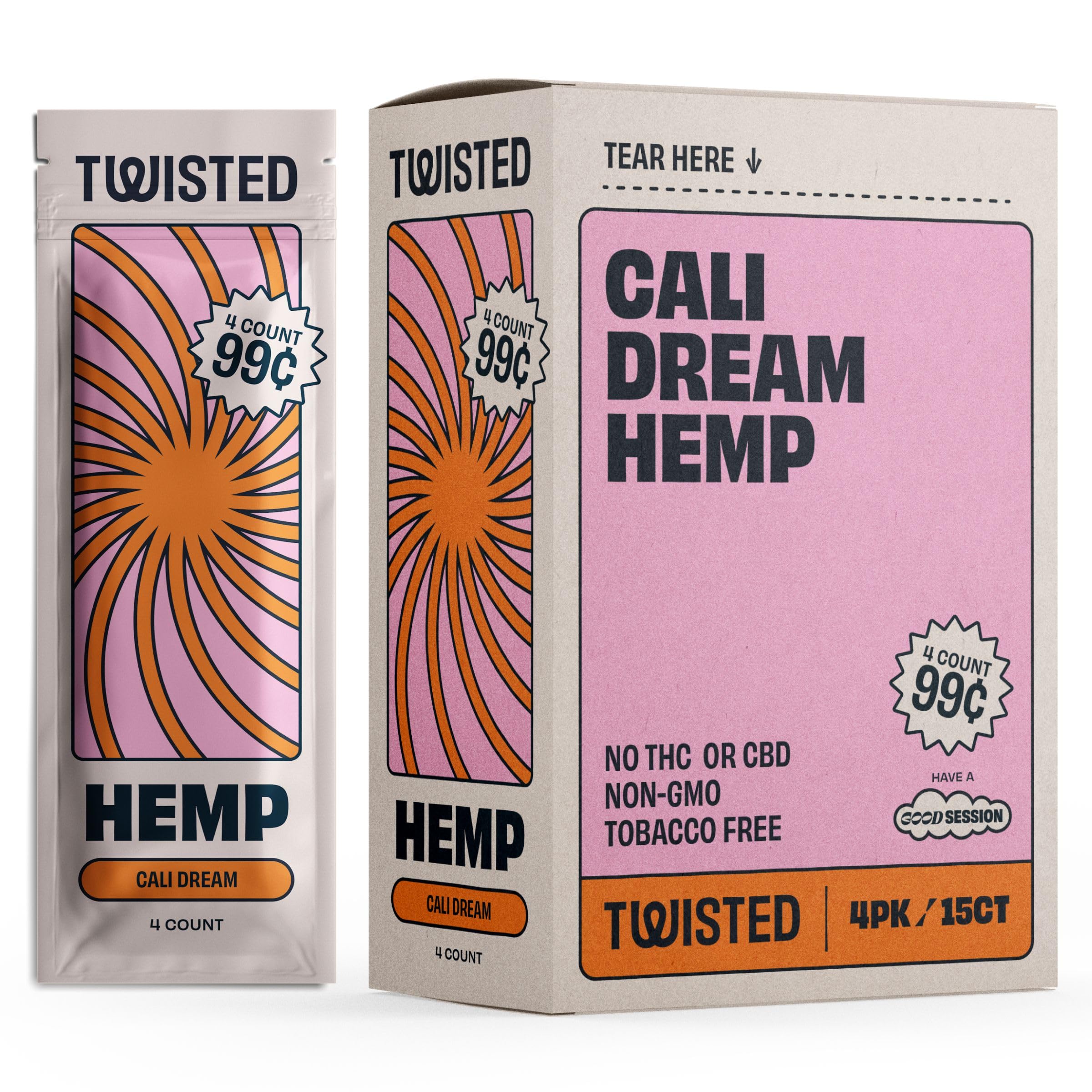 Twisted Hemp Wraps (4 Wraps per Pack / 15 Packs Per Display)