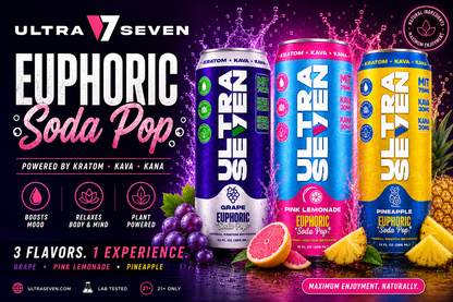 Ultra 7Seven Kratom Drink 75mg MIT- 30mg Kava- 30mg Kanna 12fl oz. 12 Can
