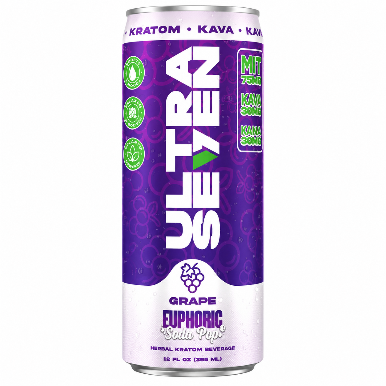 Ultra 7Seven Kratom Drink 75mg MIT- 30mg Kava- 30mg Kanna 12fl oz. 12 Can