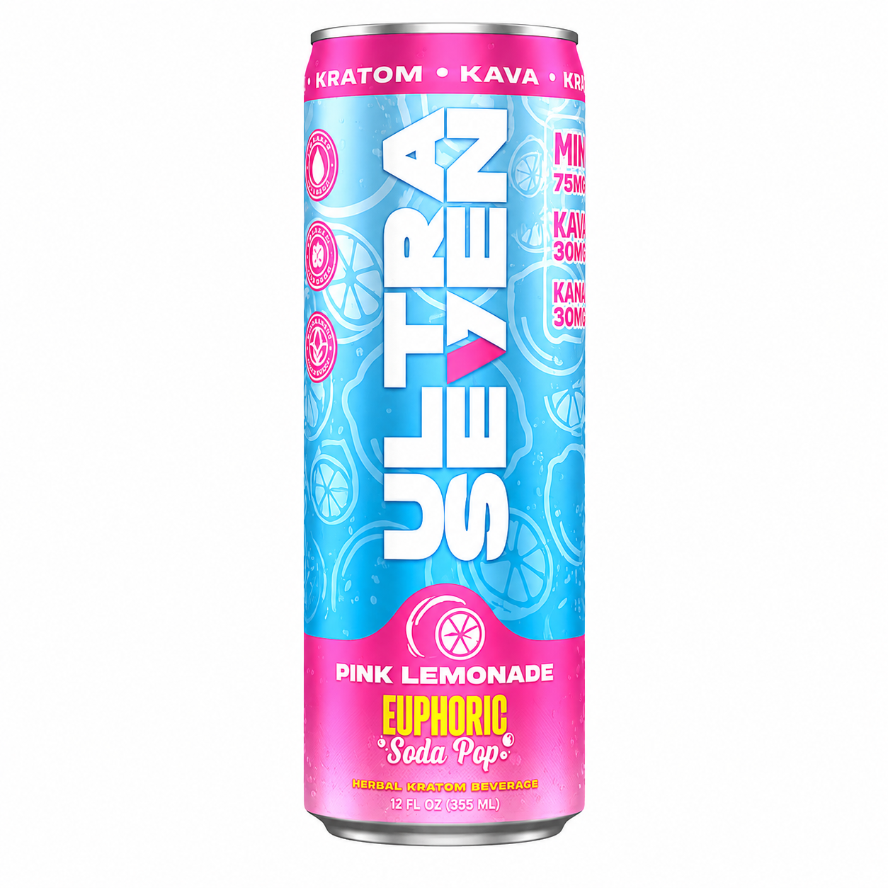 Ultra 7Seven Kratom Drink 75mg MIT- 30mg Kava- 30mg Kanna 12fl oz. 12 Can