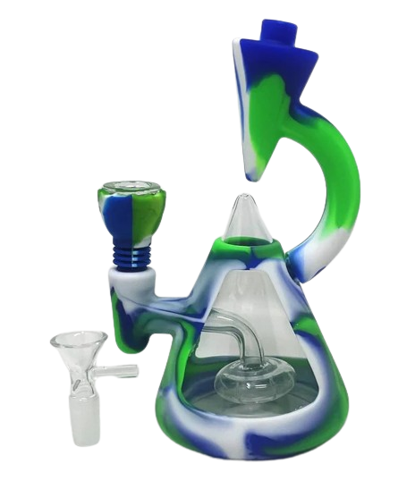 8" Unique Design Glass & Silicone Water Pipe