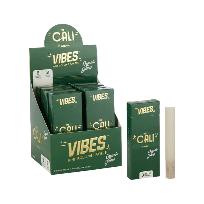 VIBES - The Cali 2 Gram Organic Hemp (8 Packs of 3 Rolls)