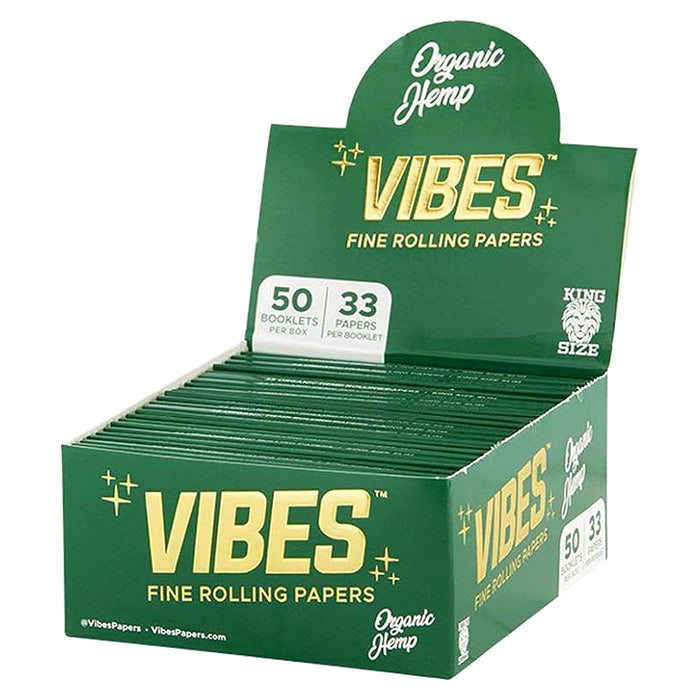 VIBES Organic Paper King Size (33 Sheets Per Booklet/ 50 Booklets Per Box) 20/cs