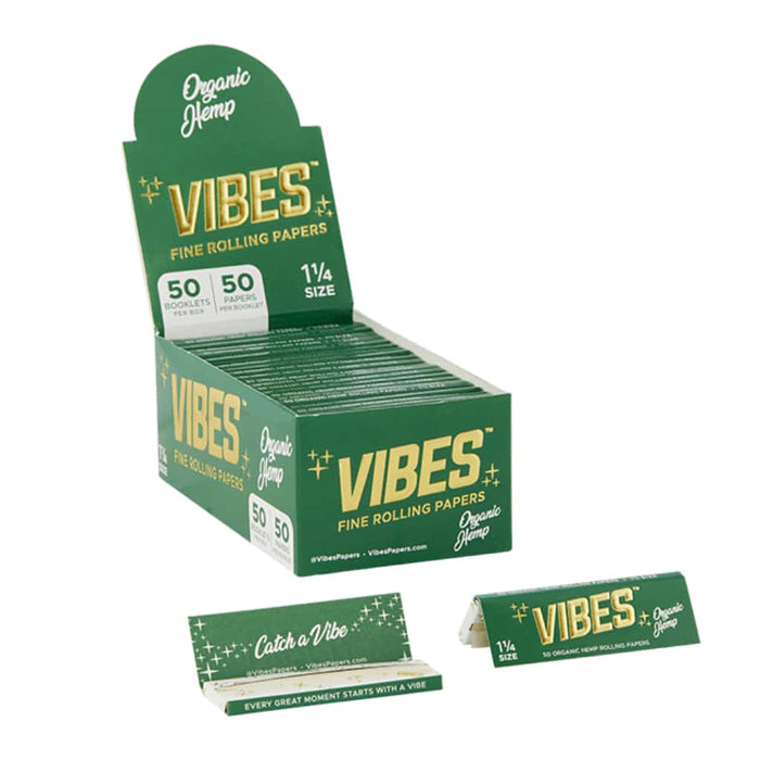 Vibes - Organic Hemp 1 1/4" Size Rolling Papers (50 Papers Per Booklet / 50 Booklets)