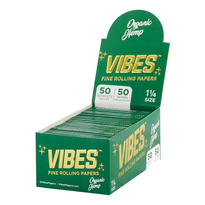 Vibes - Organic Hemp 1 1/4" Size Rolling Papers (50 Papers Per Booklet / 50 Booklets)
