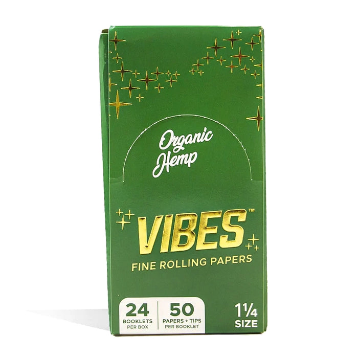 Vibes - Organic Hemp 1 1/4" Size Rolling Papers + Tips (24packs/Display)