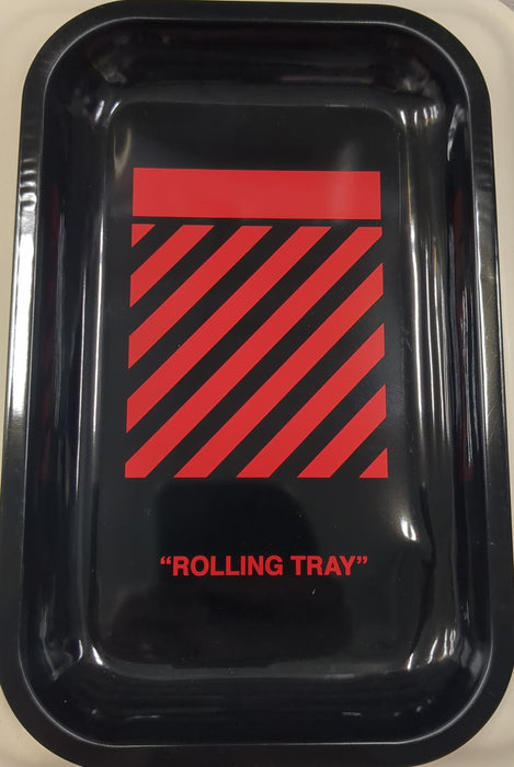 Premium Black & Red Medium Metal Rolling Tray