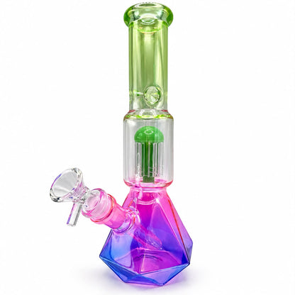 10" Diamond Base Rainbow Fumed Water Pipe w/ Tree Perk