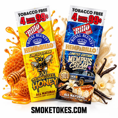 Royal Blunts HEMPARILLO Rillo Size 4 Wraps/Pouch | 15 Pouchs/Box | 30 Display/Case
