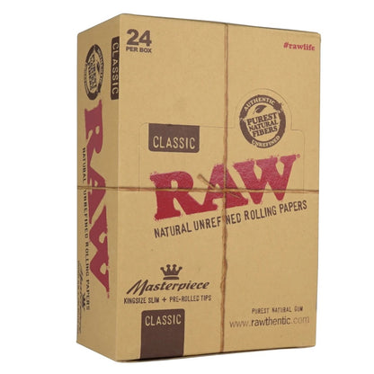 Raw Classic Masterpiece 1 1/4 Rolls + Pre-Rolled Tips 12ct