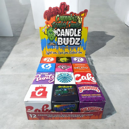 World First Cannabis Scented Candles 12 Ct Display