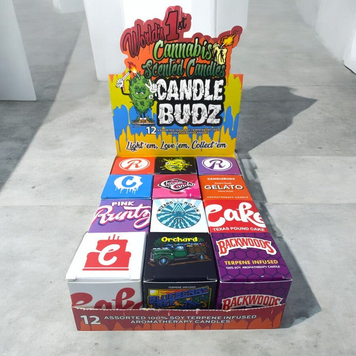 World First Cannabis Scented Candles 12 Ct Display