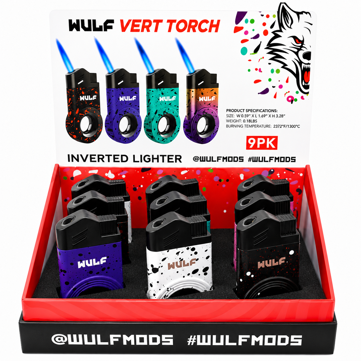 Wulf Vert Inverted Jet Torch - 9pc Display