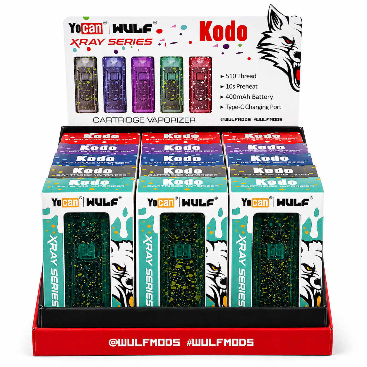 Yocan | Wulf Xray Series Kodo  Cartridge Vaporizer 15pc Display