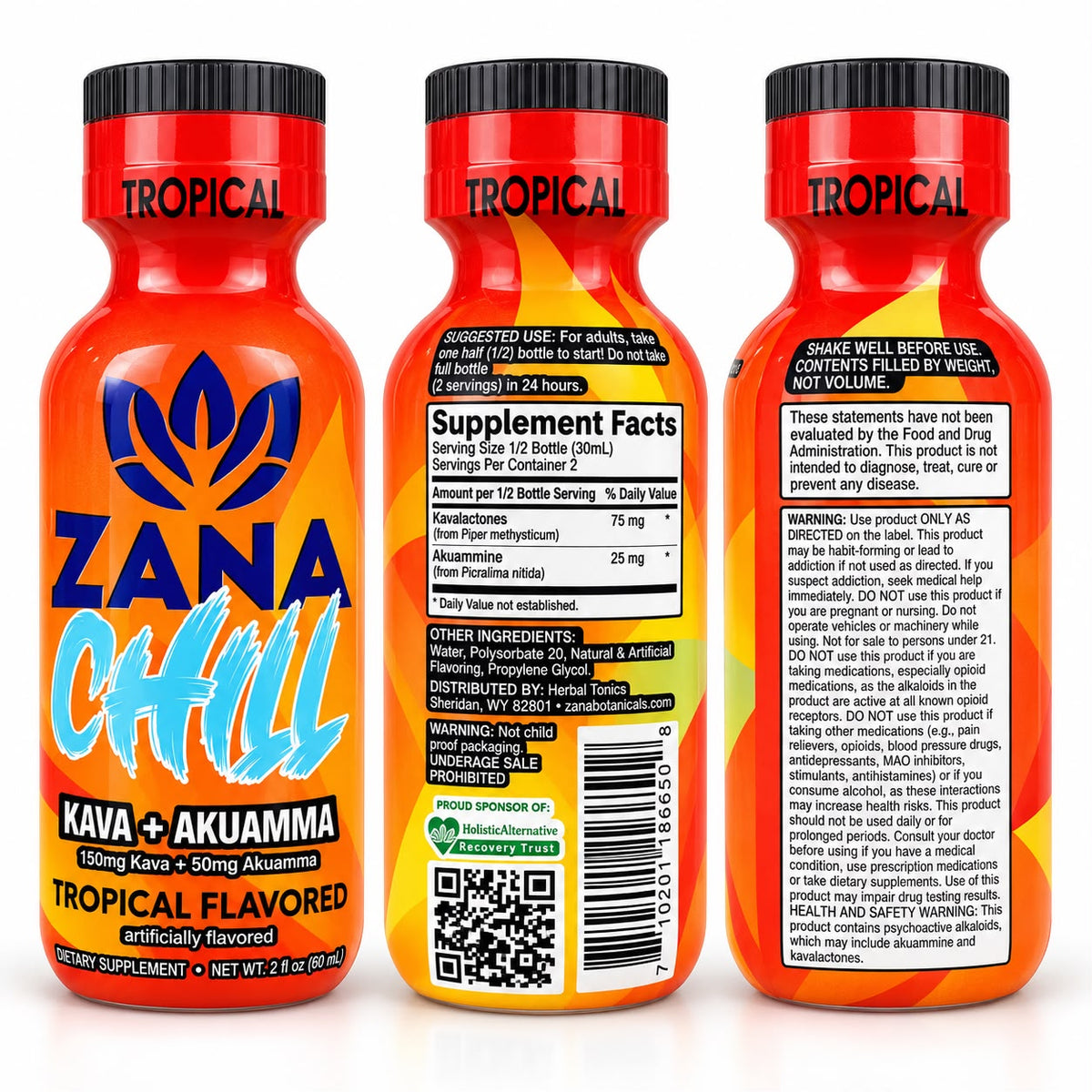 ZANA CHILL Tropical Kava + Akuamma Shot 2oz – 12ct