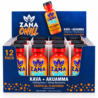 ZANA CHILL Tropical Kava + Akuamma Shot 2oz – 12ct