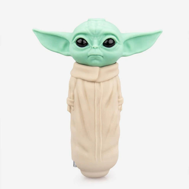 4" Baby Yoda Silicone Hand Pipe With Glass Bowl (TX652) - Assorted Colors