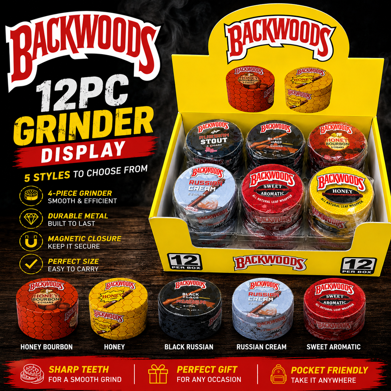 BW 40MM 4 Part Grinders (12pc Display)