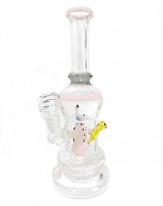10" Bird Perc Glass Water Pipe. Assorted Colors