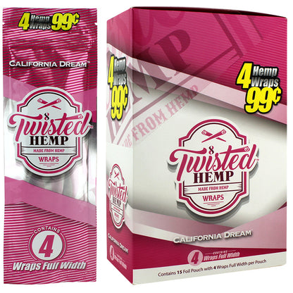Twisted Hemp Wraps (4 Wraps per Pack / 15 Packs Per Display)