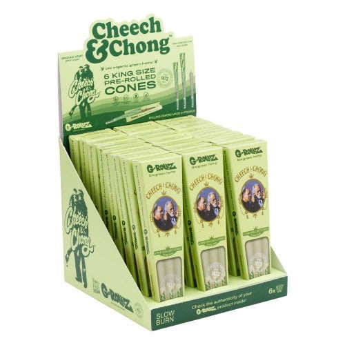 G-ROLLZ | Cheech & Chong - Bamboo Unbleached - 6 King Size Cones In Each Pack (24 packs Display)