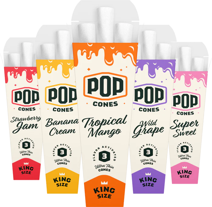 Pop Cones Ultra Thin King Size Pre-Rolled Cones with Flavor Tip (3 per pack/25 Pack)