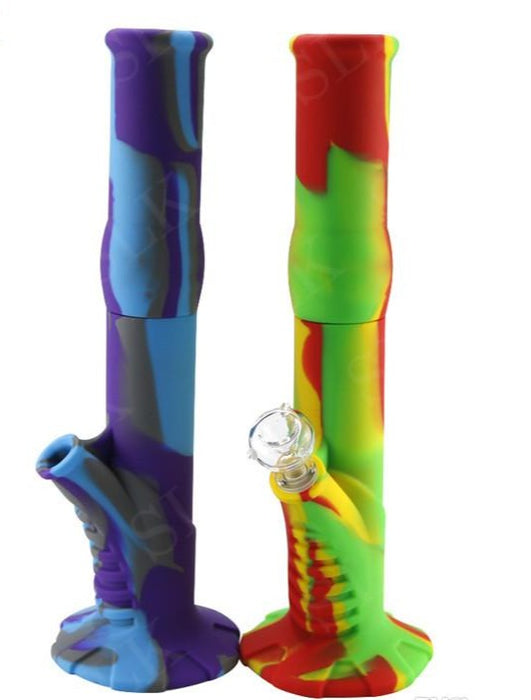 14" Silicone Straight DownStem Bowl Water Pipe( Assorted Colors)