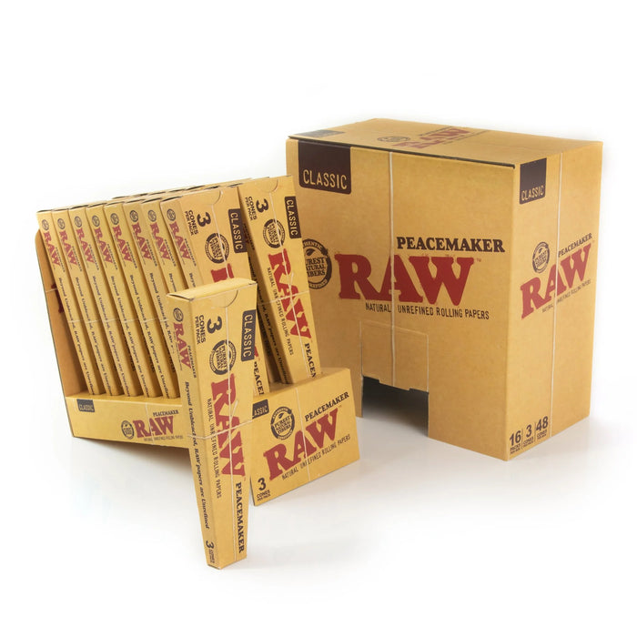 Raw Classic Peacemaker Naturally Slow Burning (3 cones per pack / 16 packs per box)