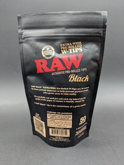Raw Black Authentic Extra Wide Pre-Rolled W-Tips 50ct Bag