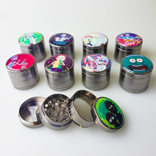 4Pc Characters Metal Grinders . Assorted Stickers