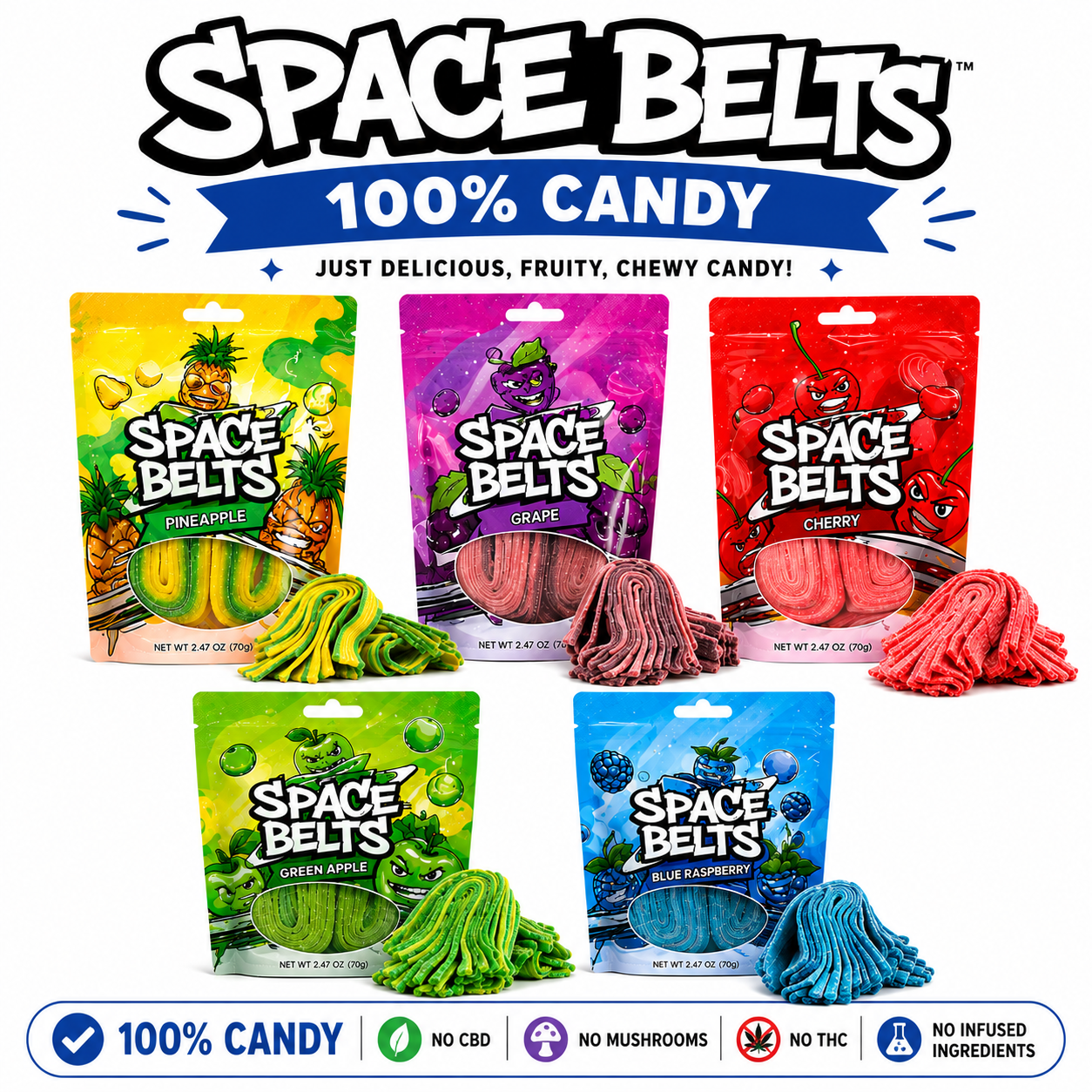 Cosmic Cravings Space Belts Candy 8oz. Pack