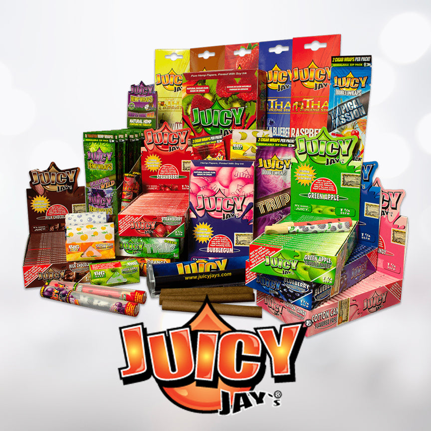 Juicy Jay's wraps are known of their all over print fruits. Tons of flavor that when smoking bring out the flavor of fruits and makes your mouth burst with terps and sold at smoke shops.