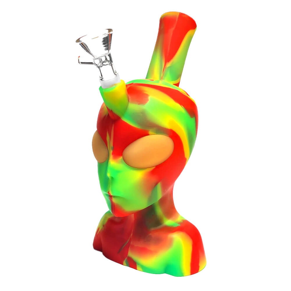 8" Alien Face Silicone Water Pipe - Assorted Colors "SWP 99"
