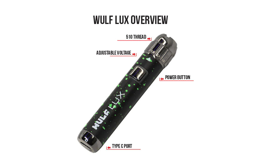 Wulf Mods LUX Cartridge Vaporizer 510 Battery (9pcs Display)