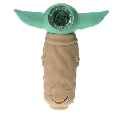 4" Baby Yoda Silicone Hand Pipe With Glass Bowl (TX652) - Assorted Colors