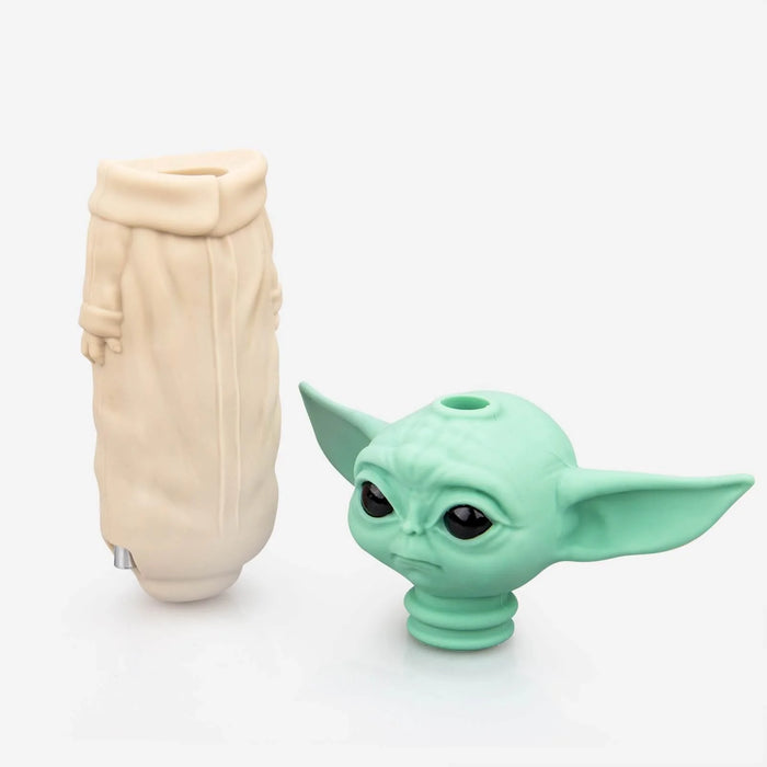 4" Baby Yoda Silicone Hand Pipe With Glass Bowl (TX652) - Assorted Colors